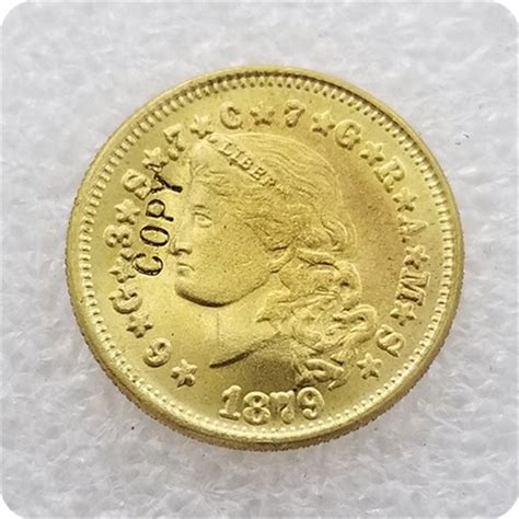 1 Pcs Usa 1879 4 Stella Flowing Hair Four Dollar Gold Copy Coins For Collection