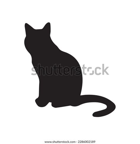 Black Silhouette Cat Sitting Sideways Isolated Stock Vector Royalty