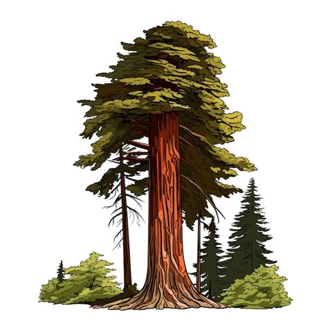 Premium Vector Hand Drawn Flat Color Redwood Tree Illustration