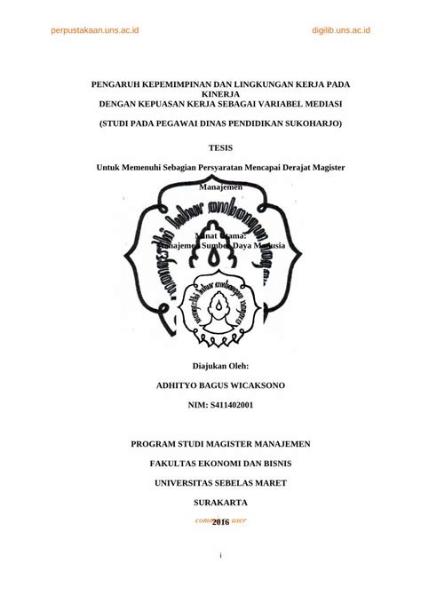 Pdf Pengaruh Kepemimpinan Dan Lingkungan Kerja Pengaruh