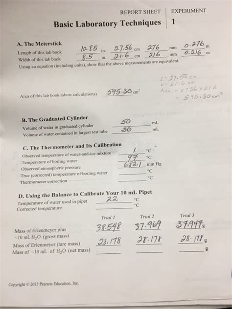 Solved REPORT SHEET EXPERIMENT Basic Laboratory Techniques1 Chegg