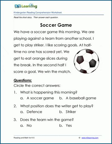 Football Reading Comprehension Worksheet Games Esl Off