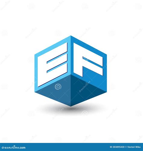 Letter Ef Logo In Hexagon Shape And Blue Background Cube Logo With