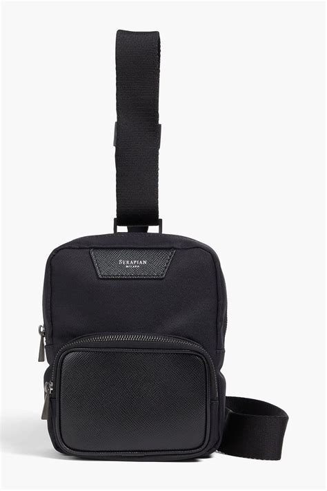 SERAPIAN Leather Trimmed Twill Messenger Bag THE OUTNET