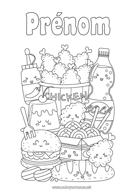 Coloriage N4062 Kawaii Nourriture Boisson