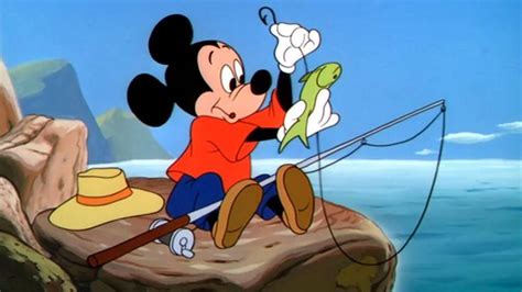 Mickey Enjoying Some Fishing In The 1953 Short The Simple Things