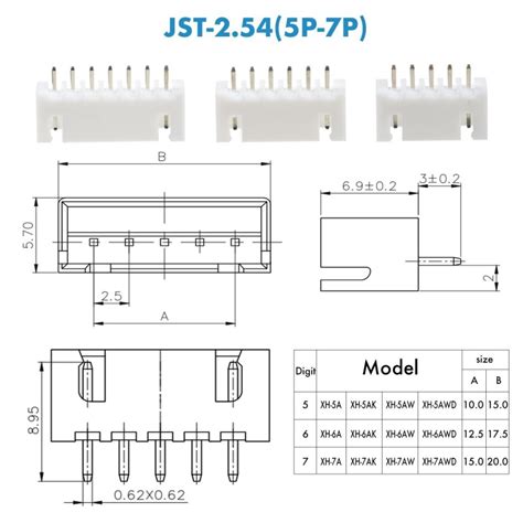 Conector JST XH 7 Pin Macho De 2 54mm BIGTRONICA