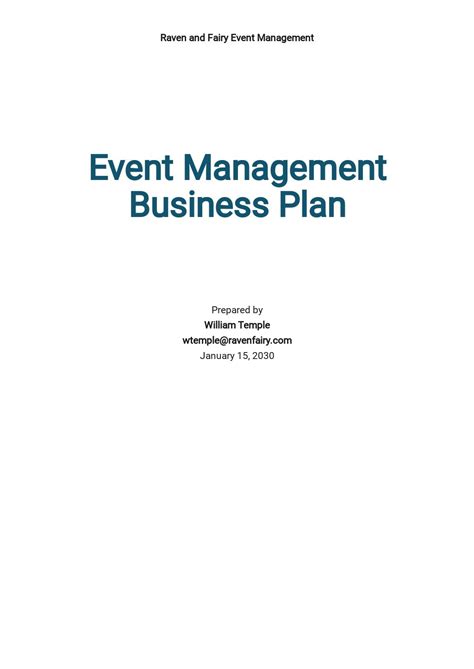 Event Management Business Plan Template Word