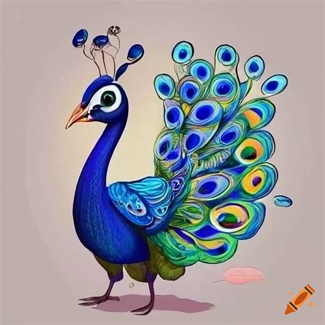 Cartoon Peacock Illustration On Craiyon