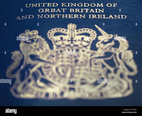 Stock Image New Issue Blue And Gold British Passport Of The United Kingdom Of Great Britain And