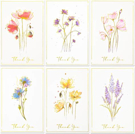 Amazon Crisky 50 Pack Printable Floral Thank You Cards With