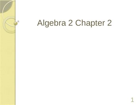 Pptx Algebra 2 Chapter 2 Algebra 2 Chapter 2 1 21 Relations And