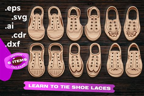 6 Lacing Shoe Toy Svg Learn To Tie Shoe Laces Laser Cut Files Etsy