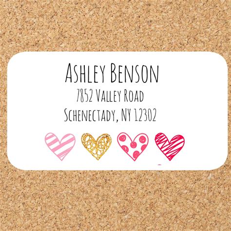 Cute Return Address Labels With Hearts ,mailing Labels, Return Address ...