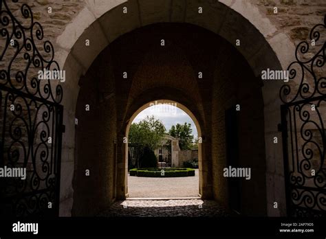 Double Archway View Inside French Winery Stock Photo Alamy