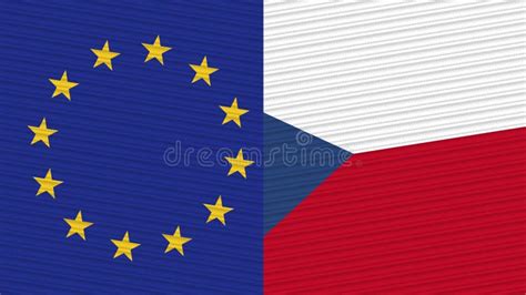 Czech Republic And European Union Flags Together Stock Illustration