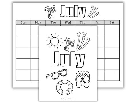 July Calendar And Coloring Page Free Printable The Purposeful Nest