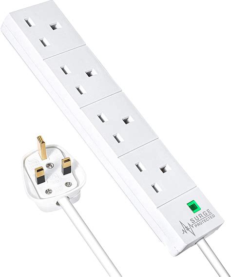 Buy 4 Gang Surge Protected Extension Lead 2m White Online In Uk Abacus Range