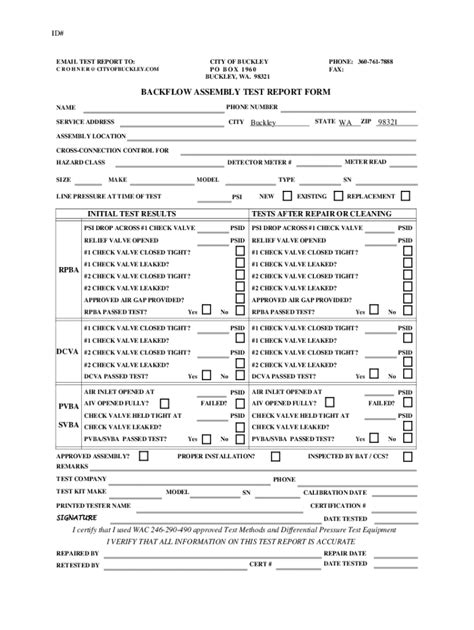 Fillable Online Backflow Assembly Test Report Form Fax Email Print Pdffiller