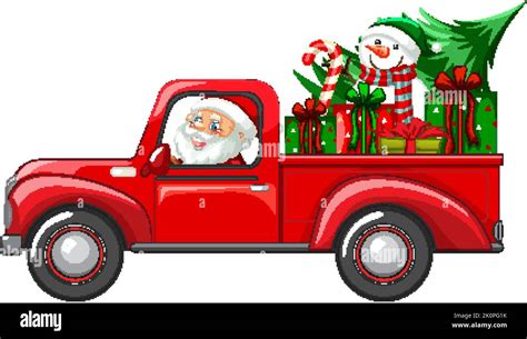 Santa Driving Car To Delivery Christmas Ts Illustration Stock Vector