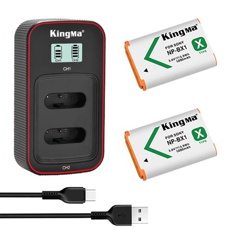 KingMa 2pcs NP BX1 Battery 1090mAh And LCD Dual Charger Kit