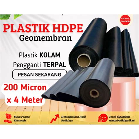 Jual Plastik Hdpe Geomembran 200 Micron Lebar 4 Meter Kolam Ikan