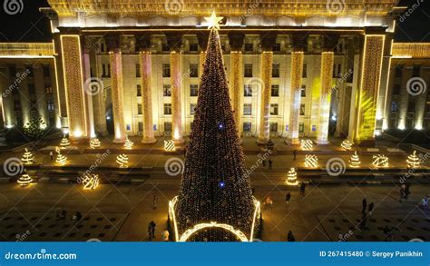 A Large Christmas Tree in the Lights on the Square Stock Photo - Image of travel, europe: 267415480