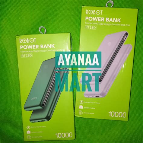 Jual PowerBank ROBOT 10000mAh RT180 Dual Input Port Type C Micro USB