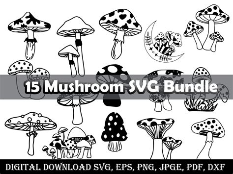 Mushroom Svg Bundle Magic Mushroom Svg Floral Mushrooms Mystical Mushroom Celestial Mushroom