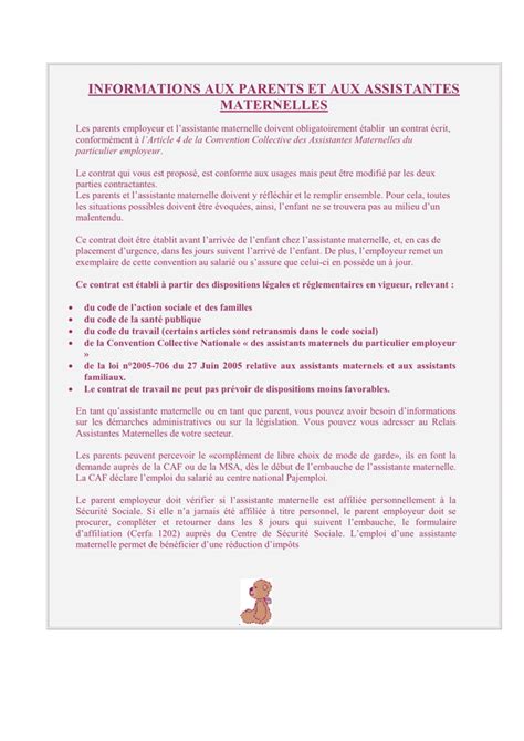 Modelé de contrat de travail assistante maternelle DOC PDF page 3