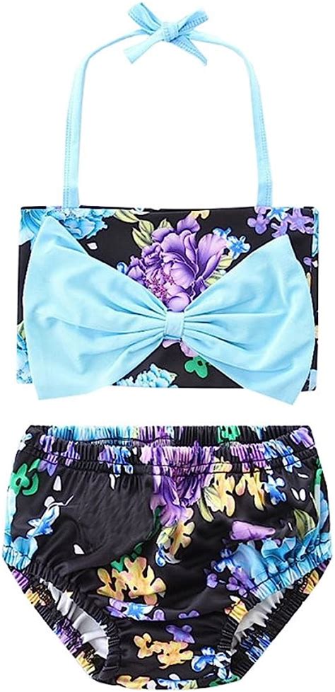 OMSLIFE OMSLIFE Mädchen Bikini Rosen Blume Muster Bikini Schwimmanzug