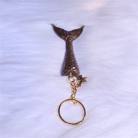 Bronze And Gold Mermaid Tail Resin Keychain Etsy