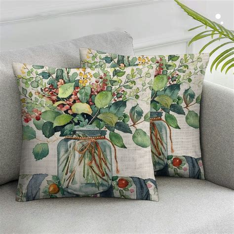 Nawypu Green Eucalyptus Leaves Pillow Covers Spring Summer Farmhouse