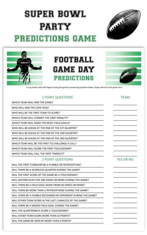 Free Printable Super Bowl Guessing Game Play Party Plan Off