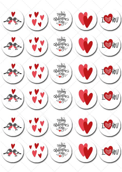 Valentines Day Love Pre Cut Mini Edible Cupcake Or Cookie Toppers