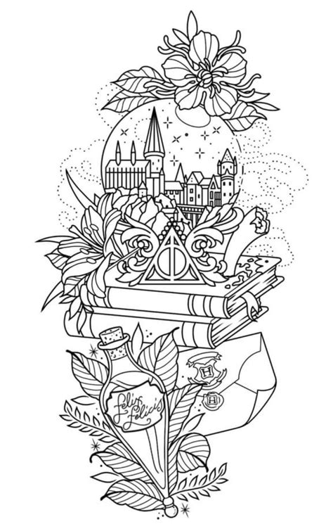 Elementicreativi Coloring Pages Harry Potter Tattoo Sleeve Harry