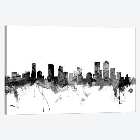 Denver Skyline Black & White Canvas Wall Art by WallDecorAddict | iCanvas