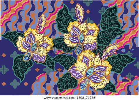 Indonesian Batik Motifs Very Distinctive Plant Stock Vector Royalty