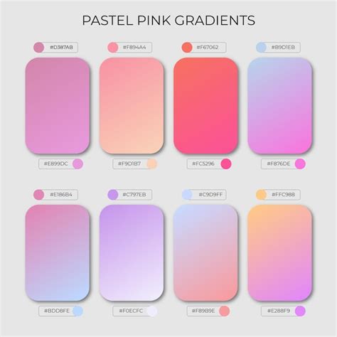 Premium Vector | Set of pastel pink gradient color palette