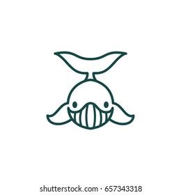 Whale Line Art Logo Template Stock Vector Royalty Free