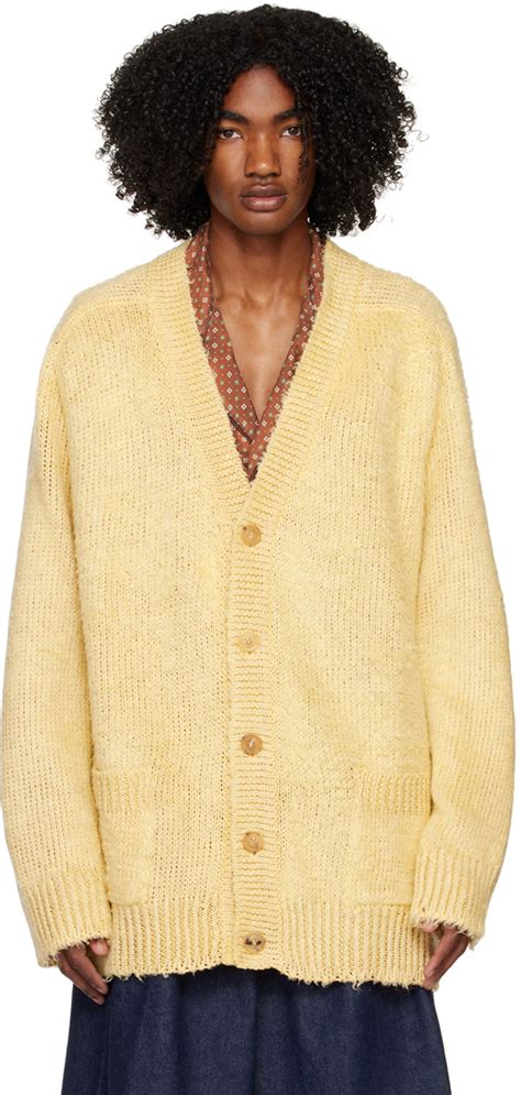 Maison Margiela Yellow Brushed Cardigan Ssense