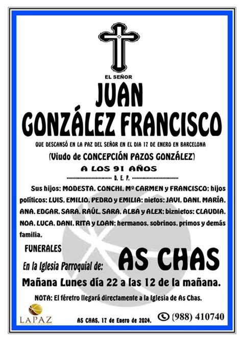 ESQUELAS VERÍN Juan González Francisco