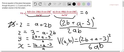 Solved Find An Equation Of The Plane That Passes Through The Point 1 2 3 And Cuts Off The