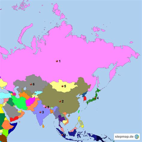 StepMap Länder Asiens Landkarte für Asien