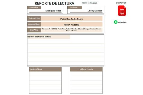 Reporte De Lectura Formato Descargable Excel Para Todos The Best Porn