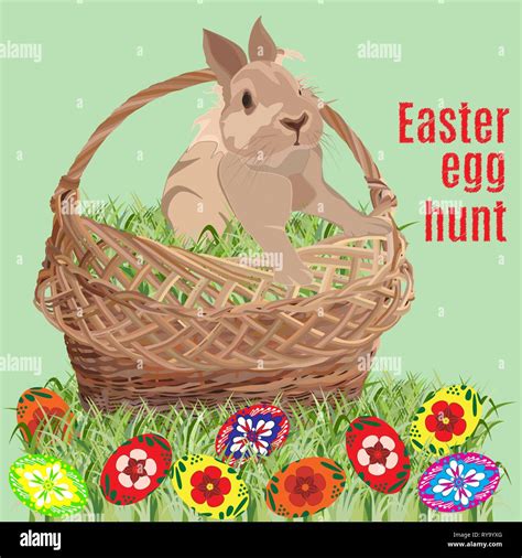 Easter Egg Hunt Poster Banner Template Vector Illustration Stock