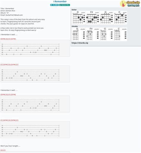 Chord: I Remember - tab, song lyric, sheet, guitar, ukulele | chords.vip