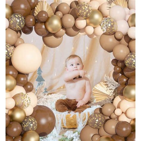 150PCS Brown Balloons Garland Arch Kit Different Size Brown Nude Boho