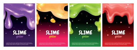 Slime Glitter Poster Set 21894777 Vector Art At Vecteezy