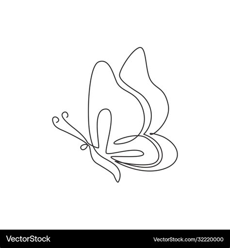 One Single Line Drawing Beautiful Butterfly Vector Image